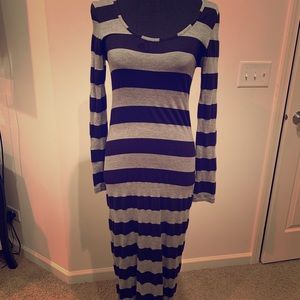 Black and Grey striped maxi dress